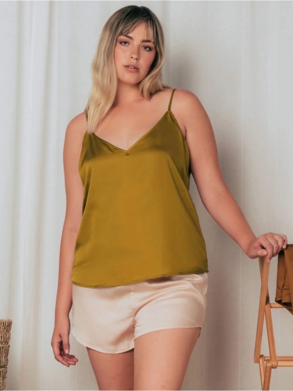Ettitude Olive Satin V-Neck Cami
